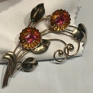 Vintage Brooch - Signed Harry Iskin - 1940s - gold plated 3” x 2”